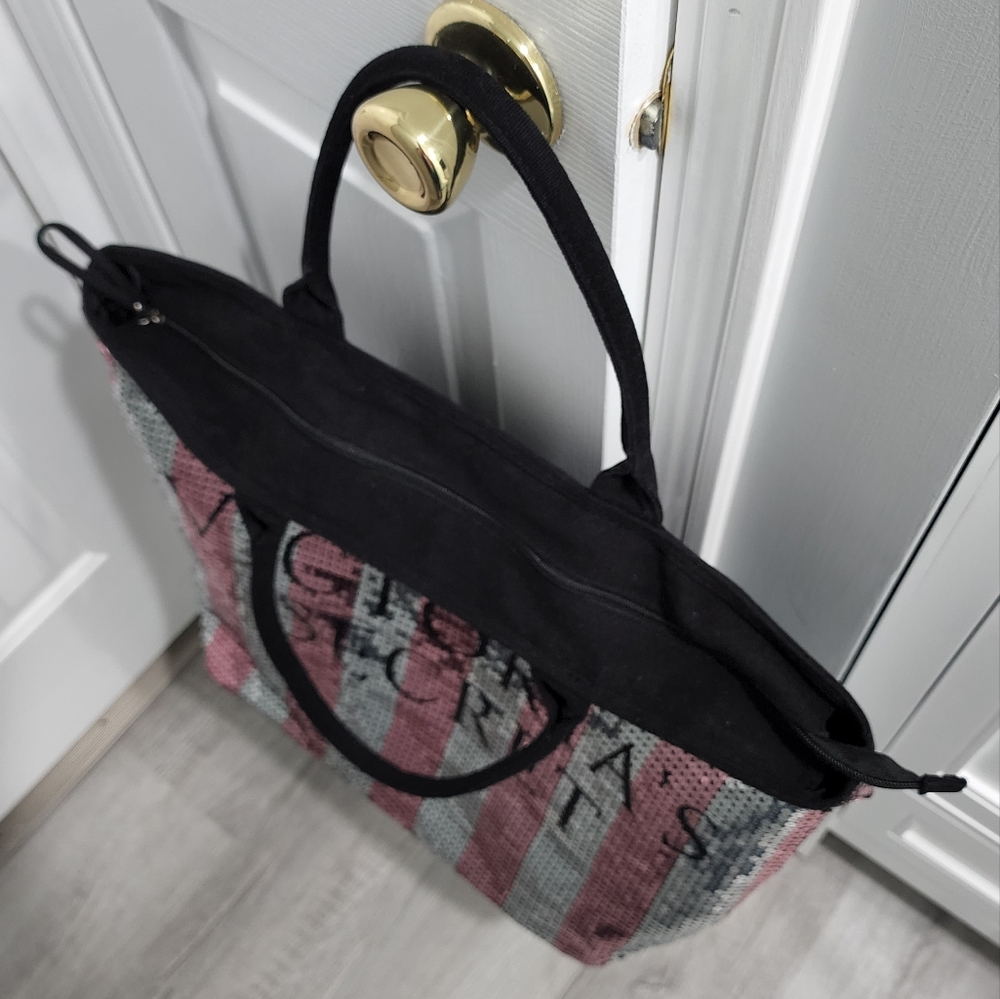 M.016- Victoria's Secret sequin striped tote bag. - Picture 3 of 8